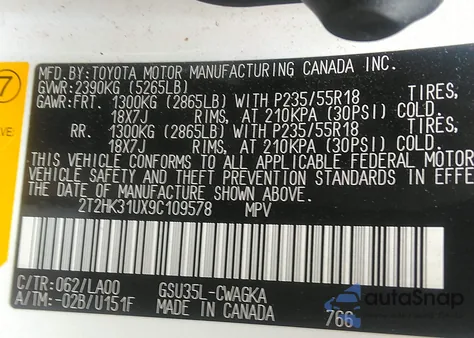 2009 Lexus Rx 350 from USA, damaged, VIN 2T2HK31UX9C109578